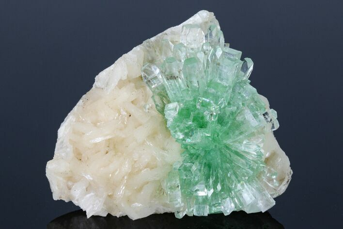 Green Apophyllite Flower on Stilbite Crystals - India #176813